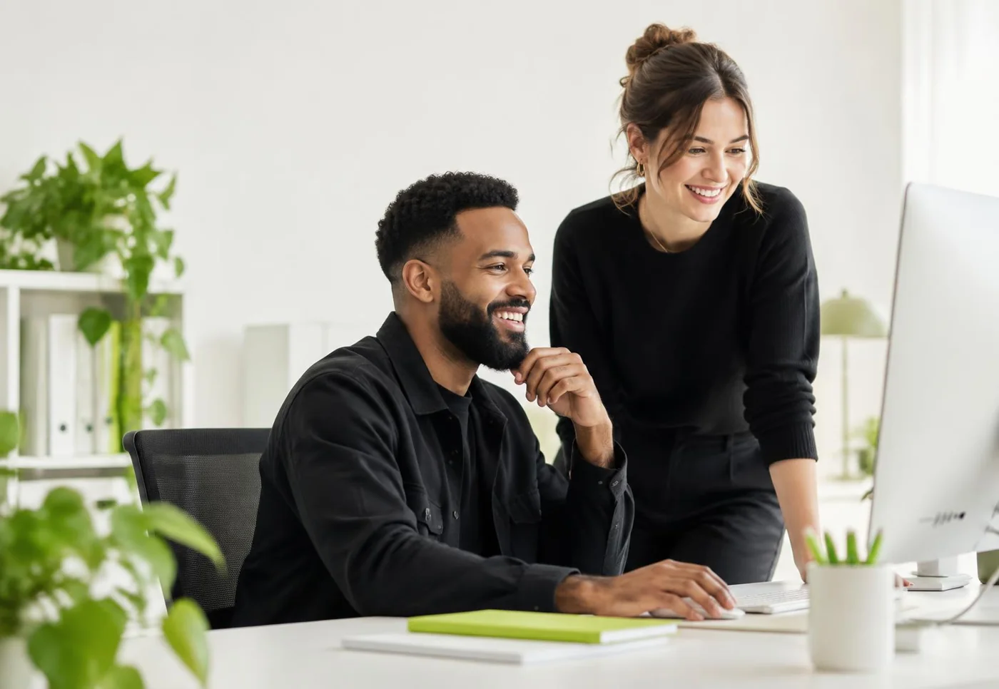 Small business support professionals organising customer requests together